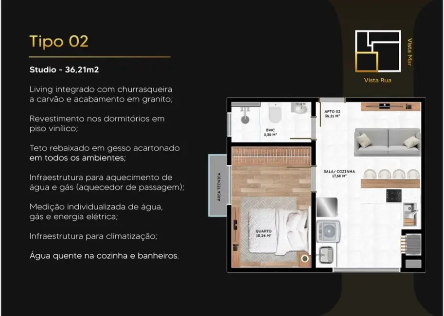 Foto 2 de Apartamento com 1 quarto à venda, 36m2 em Centro, Navegantes - SC