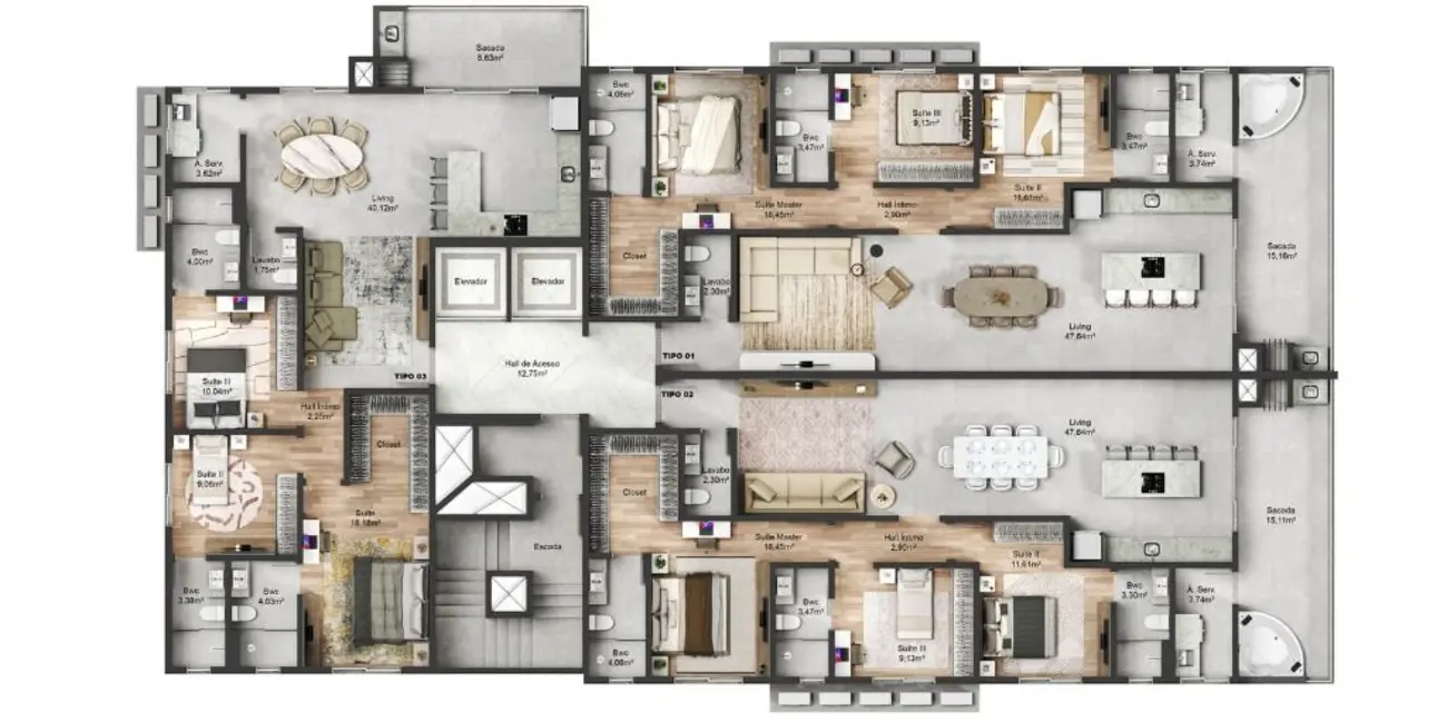 Foto 9 de Apartamento com 3 quartos à venda, 124m2 em Gravatá, Navegantes - SC