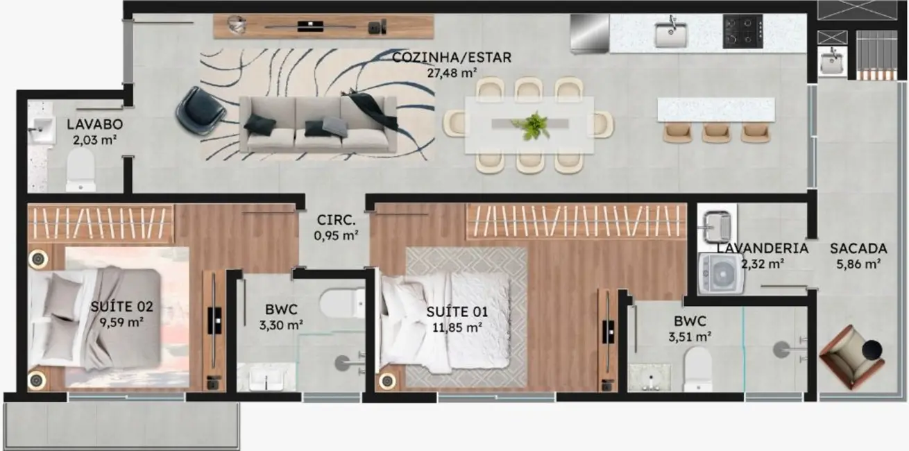 Foto 5 de Apartamento com 2 quartos à venda, 76m2 em Gravatá, Navegantes - SC