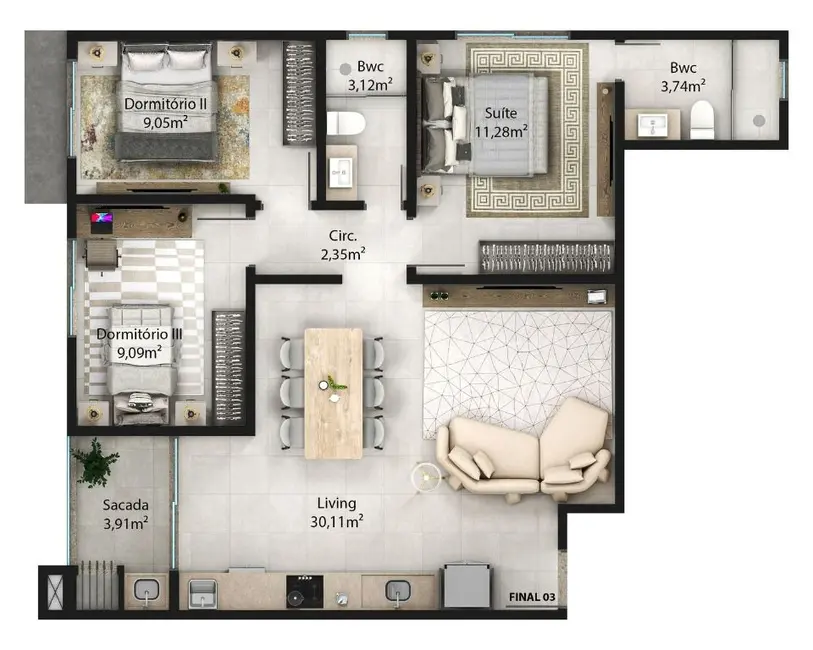 Foto 4 de Apartamento com 2 quartos à venda, 74m2 em Gravatá, Navegantes - SC