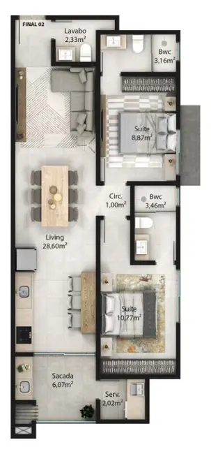 Foto 7 de Apartamento com 2 quartos à venda, 74m2 em Gravatá, Navegantes - SC