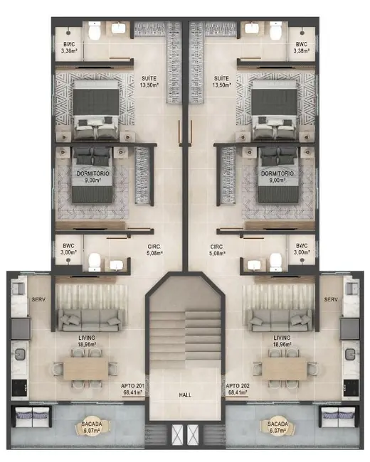Foto 5 de Apartamento com 2 quartos à venda, 60m2 em São Pedro, Navegantes - SC