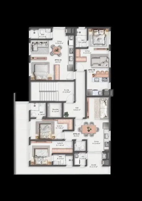 Foto 3 de Apartamento com 1 quarto à venda, 36m2 em Gravatá, Navegantes - SC