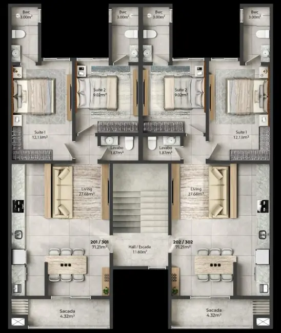Foto 3 de Apartamento com 2 quartos à venda, 65m2 em Meia Praia, Navegantes - SC