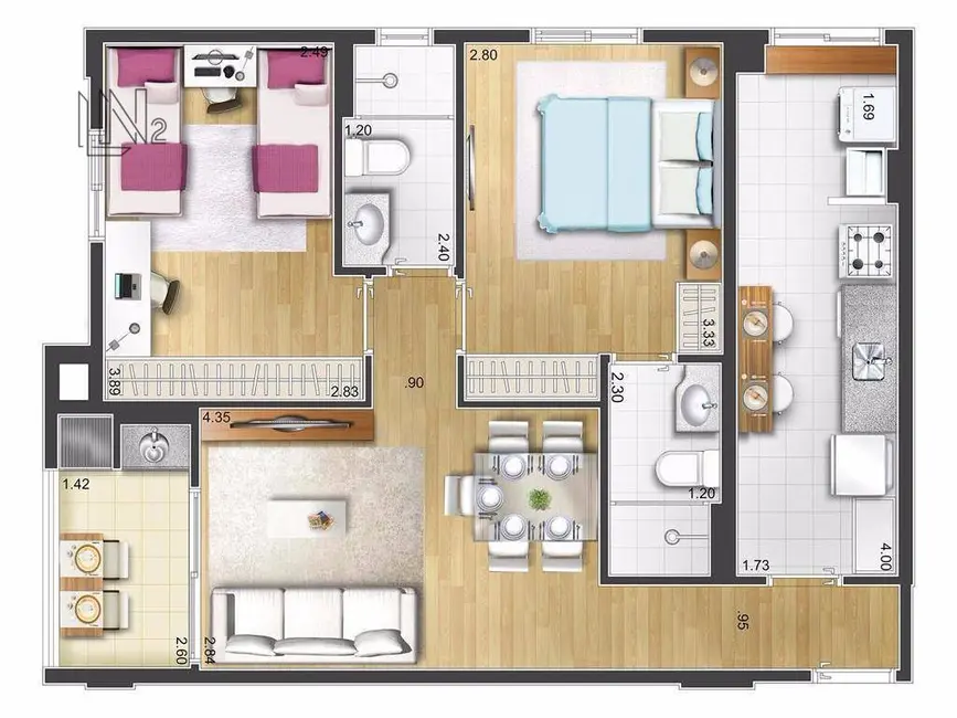 Foto 2 de Apartamento com 2 quartos à venda, 66m2 em Santa Maria, Sao Caetano Do Sul - SP