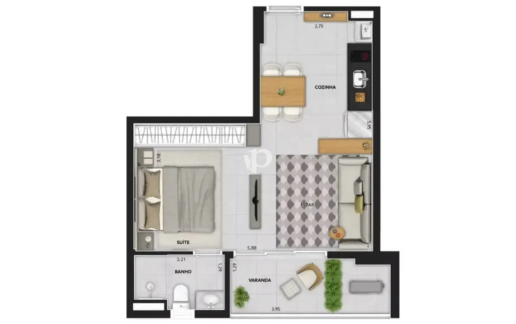 Foto 3 de Loft / Flat com 1 quarto à venda, 42m2 em Vila Itapura, Campinas - SP