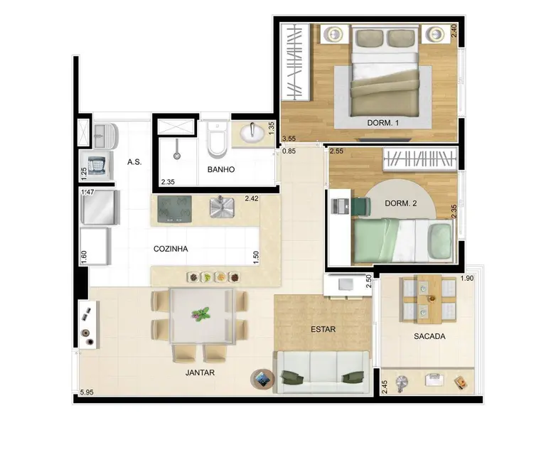 Foto 4 de Apartamento com 2 quartos à venda, 56m2 em Sapopemba, São Paulo - SP