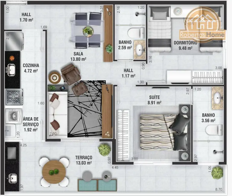 Apartamento com 1 quarto à venda, 54m2 em Praia Grande - SP - imagem 7 Foto 7 de Apartamento com 1 quarto à venda, 54m2 em Praia Grande - SP