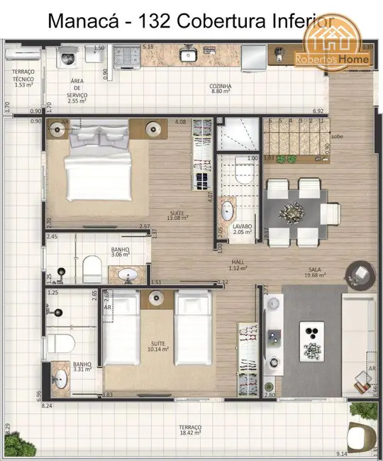 Cobertura com 3 quartos à venda, 283m2 em Aviação, Praia Grande - SP - imagem 6 Foto 6 de Cobertura com 3 quartos à venda, 283m2 em Aviação, Praia Grande - SP