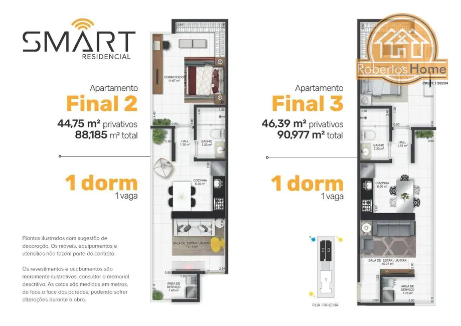Apartamento com 1 quarto à venda, 44m2 em Praia Grande - SP - imagem 3 Foto 3 de Apartamento com 1 quarto à venda, 44m2 em Praia Grande - SP