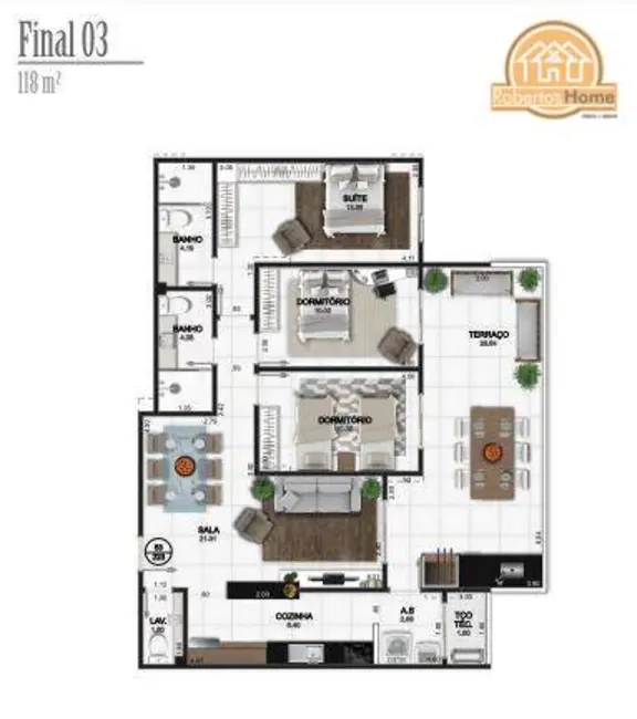 Apartamento com 2 quartos à venda, 89m2 em Praia Grande - SP - imagem 6 Foto 6 de Apartamento com 2 quartos à venda, 89m2 em Praia Grande - SP