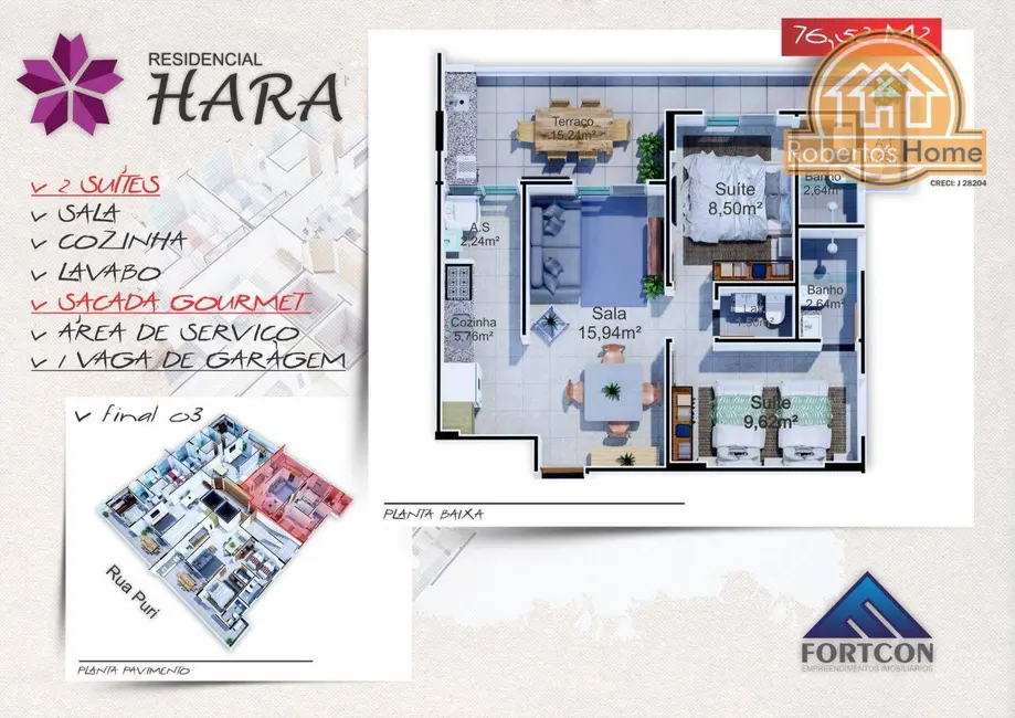 Foto 7 de Apartamento com 2 quartos à venda, 76m2 em Tupi, Praia Grande - SP