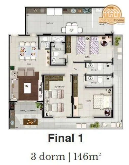 Apartamento com 3 quartos à venda, 154m2 em Canto do Forte, Praia Grande - SP - imagem 9 Foto 9 de Apartamento com 3 quartos à venda, 154m2 em Canto do Forte, Praia Grande - SP