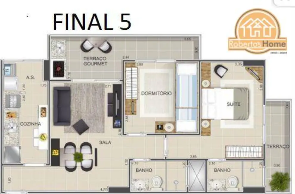 Foto 5 de Apartamento com 2 quartos à venda, 123m2 em Tupi, Praia Grande - SP