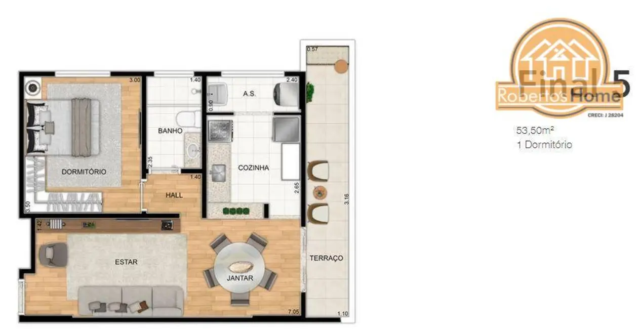 Foto 7 de Apartamento com 1 quarto à venda, 53m2 em Aviação, Praia Grande - SP