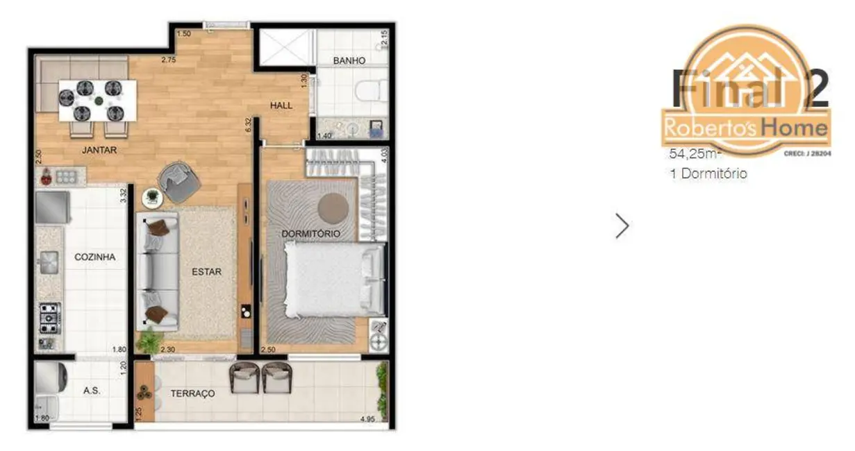 Foto 4 de Apartamento com 1 quarto à venda, 53m2 em Aviação, Praia Grande - SP