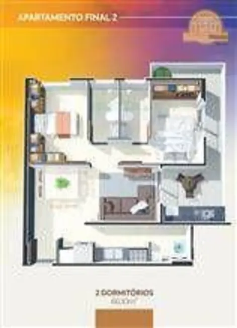 Foto 2 de Apartamento com 2 quartos à venda, 62m2 em Caiçara, Praia Grande - SP