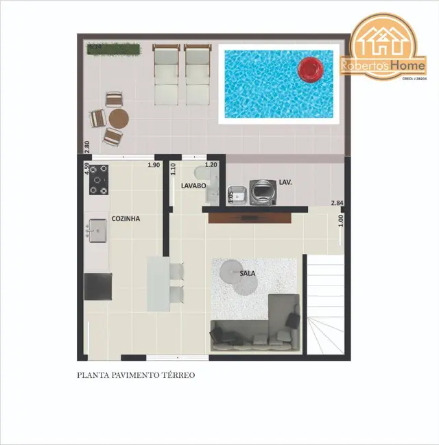 Foto 5 de Loft / Flat com 2 quartos à venda, 67m2 em Mongagua - SP