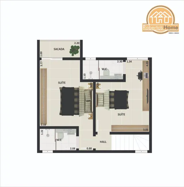 Foto 6 de Loft / Flat com 2 quartos à venda, 67m2 em Mongagua - SP