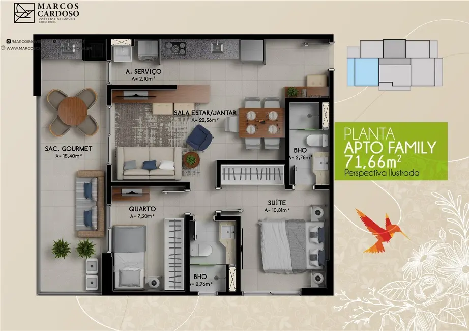 Apartamento com 2 quartos à venda, 72m2 em Batista Campos, Belem - PA - imagem 8 Foto 8 de Apartamento com 2 quartos à venda, 72m2 em Batista Campos, Belem - PA