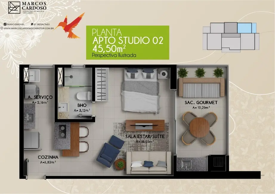 Apartamento com 2 quartos à venda, 72m2 em Batista Campos, Belem - PA - imagem 6 Foto 6 de Apartamento com 2 quartos à venda, 72m2 em Batista Campos, Belem - PA