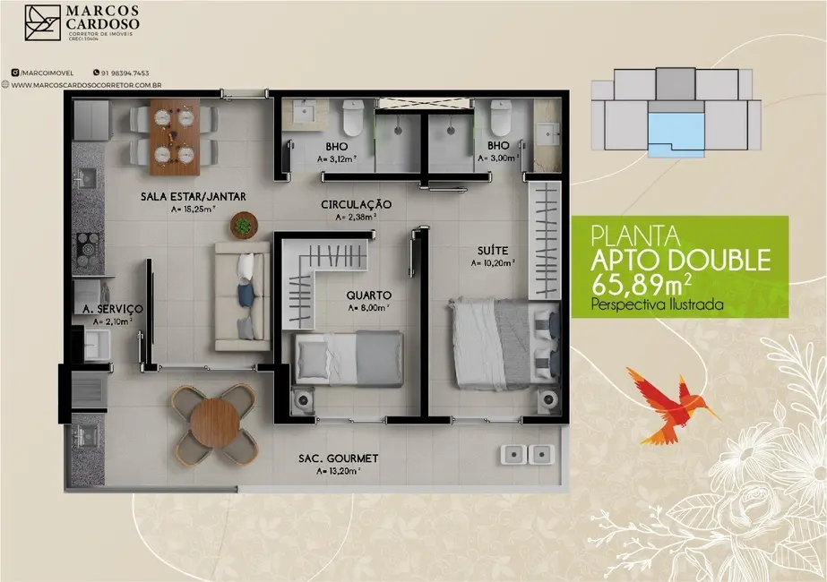 Apartamento com 2 quartos à venda, 72m2 em Batista Campos, Belem - PA - imagem 7 Foto 7 de Apartamento com 2 quartos à venda, 72m2 em Batista Campos, Belem - PA