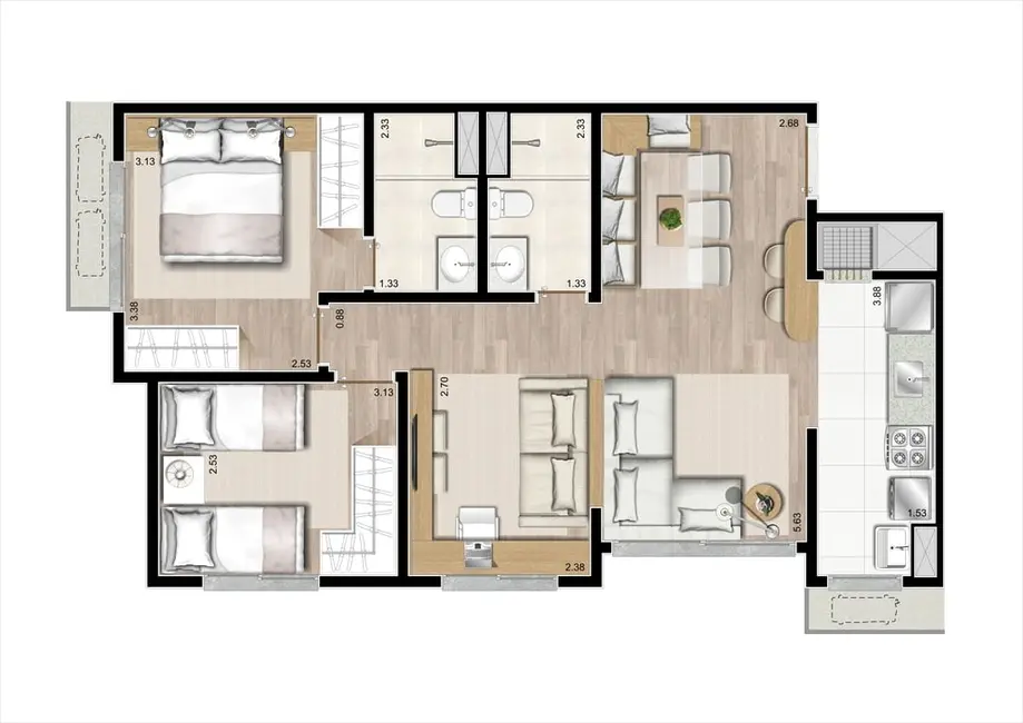 Apartamento com 2 quartos à venda, 56m2 em Passo da Areia, Porto Alegre - RS - imagem 9 Foto 9 de Apartamento com 2 quartos à venda, 56m2 em Passo da Areia, Porto Alegre - RS