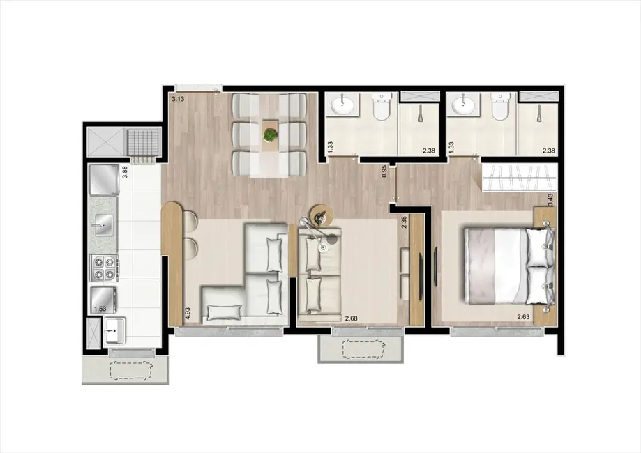Apartamento com 2 quartos à venda, 56m2 em Passo da Areia, Porto Alegre - RS - imagem 6 Foto 6 de Apartamento com 2 quartos à venda, 56m2 em Passo da Areia, Porto Alegre - RS