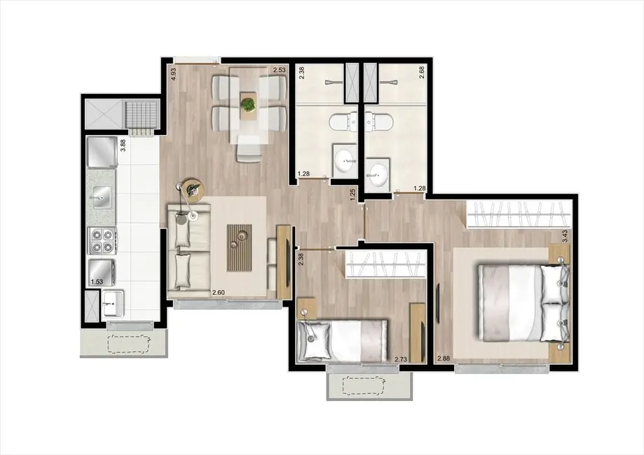 Apartamento com 2 quartos à venda, 56m2 em Passo da Areia, Porto Alegre - RS - imagem 7 Foto 7 de Apartamento com 2 quartos à venda, 56m2 em Passo da Areia, Porto Alegre - RS
