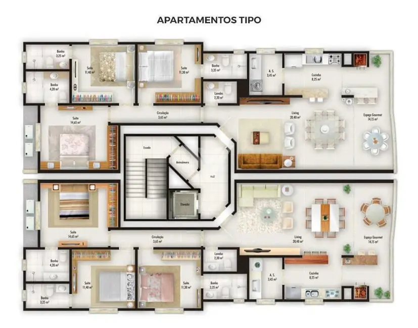 Foto 9 de Apartamento com 3 quartos à venda, 124m2 em Meia Praia, Itapema - SC