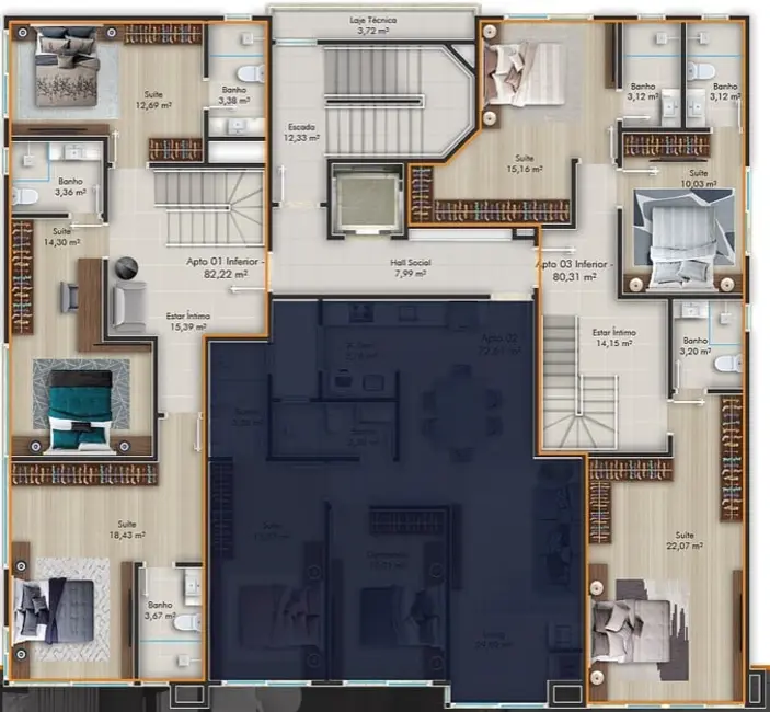 Foto 8 de Apartamento com 2 quartos à venda, 71m2 em Bombinhas - SC