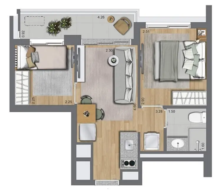 Apartamento com 2 quartos à venda, 42m2 em Butantã, São Paulo - SP - imagem 4 Foto 4 de Apartamento com 2 quartos à venda, 42m2 em Butantã, São Paulo - SP