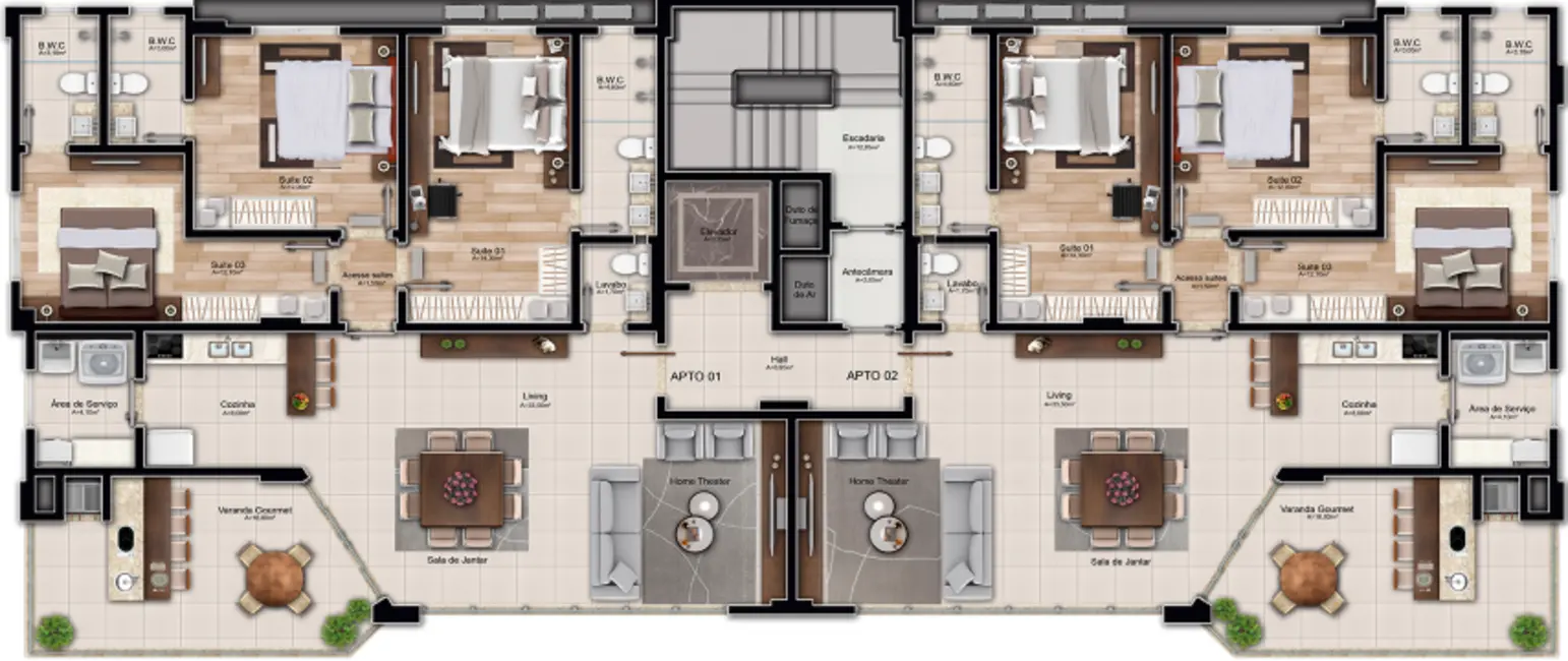 Foto 3 de Apartamento com 3 quartos à venda, 128m2 em Meia Praia, Itapema - SC