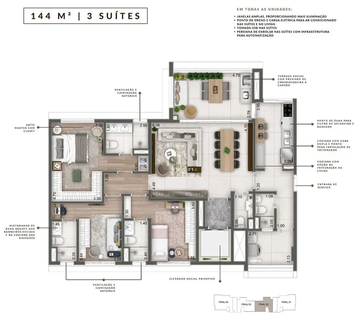 Apartamento com 4 quartos à venda, 261m2 em Perdizes, São Paulo - SP - imagem 3 Foto 3 de Apartamento com 4 quartos à venda, 261m2 em Perdizes, São Paulo - SP