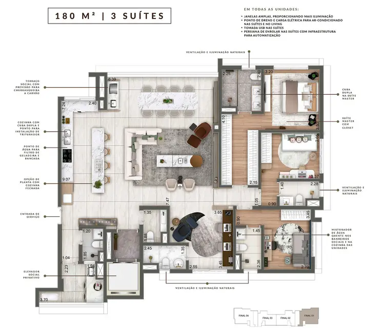 Apartamento com 4 quartos à venda, 261m2 em Perdizes, São Paulo - SP - imagem 4 Foto 4 de Apartamento com 4 quartos à venda, 261m2 em Perdizes, São Paulo - SP