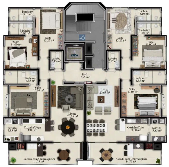 Foto 9 de Apartamento com 3 quartos à venda, 113m2 em Itapema - SC