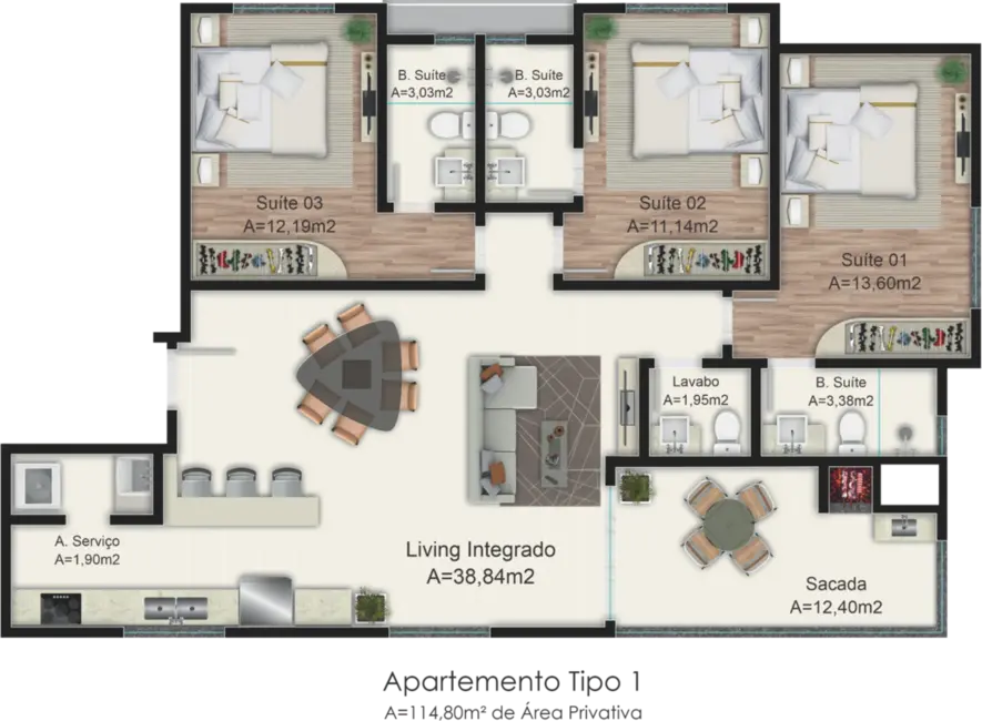 Foto 7 de Apartamento com 3 quartos à venda, 114m2 em Meia Praia, Itapema - SC