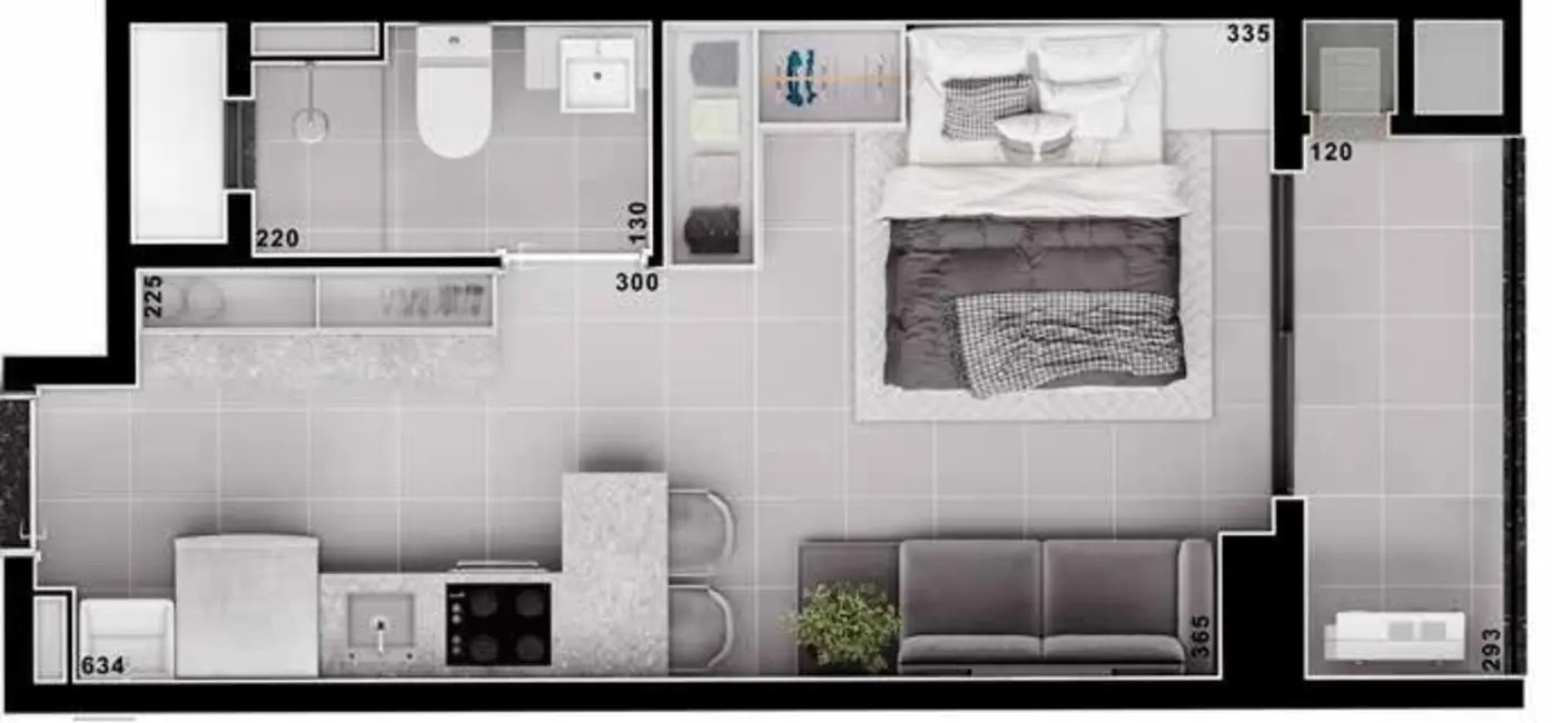 Apartamento com 1 quarto à venda, 26m2 em Portão, Curitiba - PR - imagem 3 Foto 3 de Apartamento com 1 quarto à venda, 26m2 em Portão, Curitiba - PR