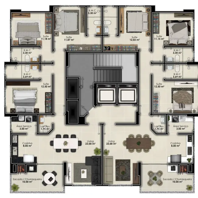 Foto 7 de Apartamento com 3 quartos à venda, 106m2 em Meia Praia, Itapema - SC