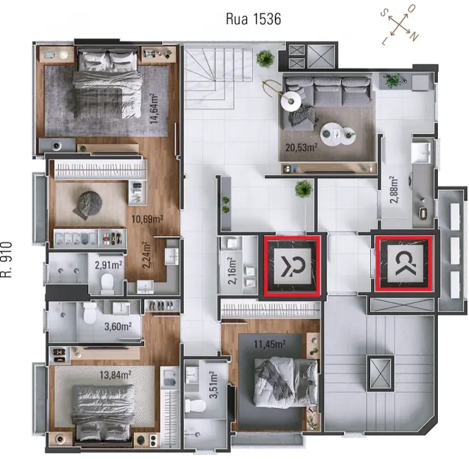 Apartamento com 3 quartos à venda, 172m2 em Centro, Balneario Camboriu - SC - imagem 9 Foto 9 de Apartamento com 3 quartos à venda, 172m2 em Centro, Balneario Camboriu - SC