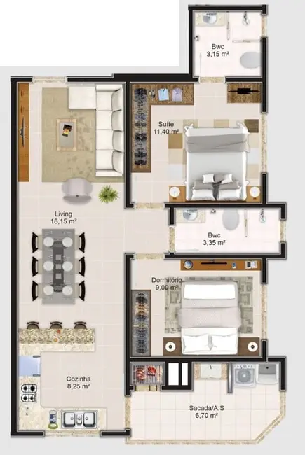 Foto 8 de Apartamento com 2 quartos à venda, 70m2 em Itapema - SC