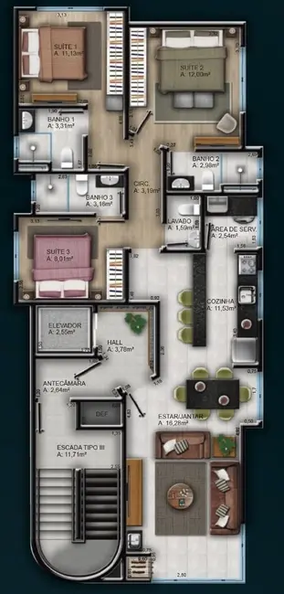 Foto 9 de Apartamento com 3 quartos à venda, 95m2 em Meia Praia, Itapema - SC