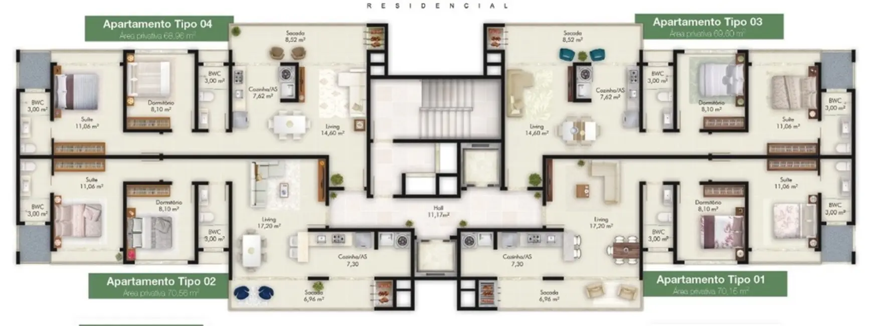 Foto 7 de Apartamento com 2 quartos à venda, 71m2 em Ipiranga, Sao Jose - SC