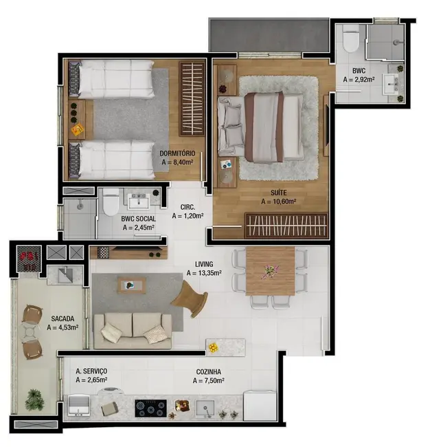Apartamento com 2 quartos à venda, 64m2 em São João, Itajai - SC - imagem 8 Foto 8 de Apartamento com 2 quartos à venda, 64m2 em São João, Itajai - SC
