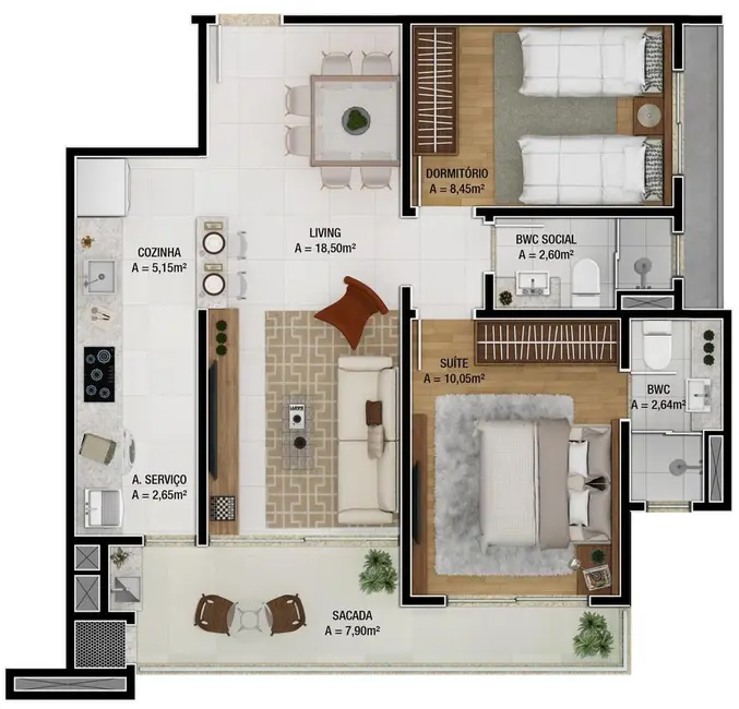 Apartamento com 2 quartos à venda, 64m2 em São João, Itajai - SC - imagem 9 Foto 9 de Apartamento com 2 quartos à venda, 64m2 em São João, Itajai - SC