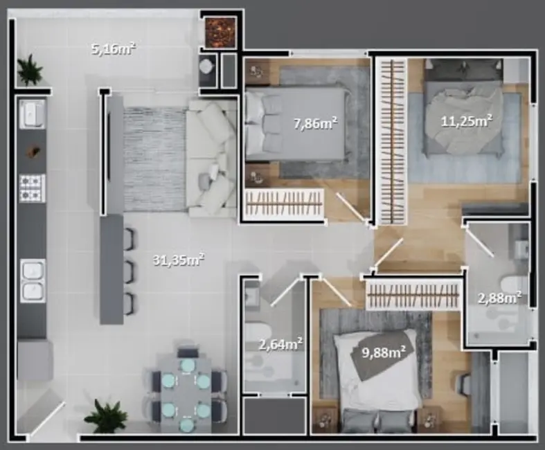 Apartamento com 3 quartos à venda, 81m2 em Nações, Balneario Camboriu - SC - imagem 8 Foto 8 de Apartamento com 3 quartos à venda, 81m2 em Nações, Balneario Camboriu - SC