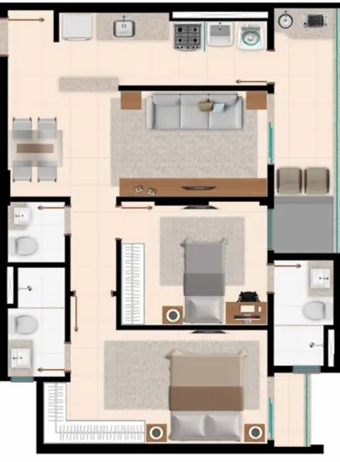 Foto 9 de Apartamento com 2 quartos à venda, 59m2 em Parque Amazônia, Goiania - GO