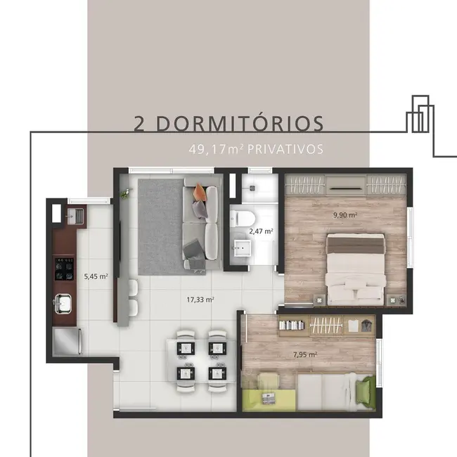 Foto 5 de Apartamento com 2 quartos à venda, 51m2 em Jardim Sabará, Porto Alegre - RS