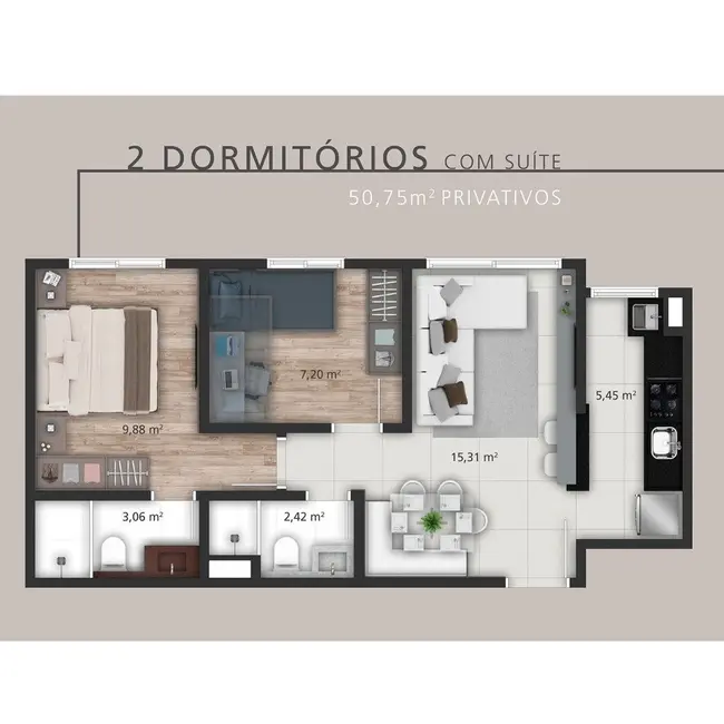 Foto 8 de Apartamento com 2 quartos à venda, 51m2 em Jardim Sabará, Porto Alegre - RS