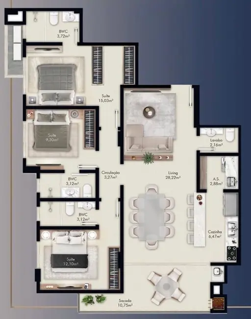 Foto 8 de Apartamento com 3 quartos à venda, 114m2 em Porto Belo - SC